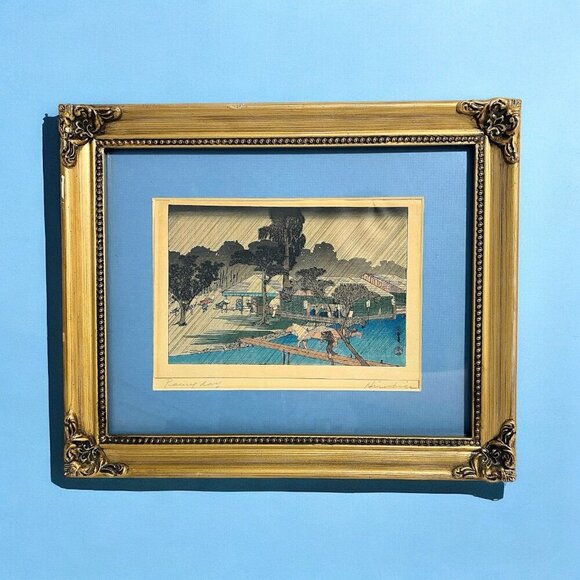 Shima Art Company Vintage Japanese Hiroshige 5x7 Woodblock Print 1930’s - Picture 3 of 7